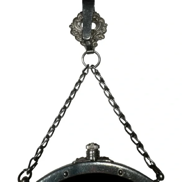 Vintage Victorian Style Silver Tone Mounted Black Velvet Bag with Belt Clip - Picture 7 of 14